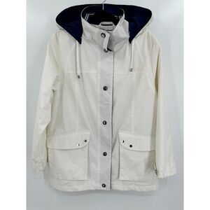 MACKINTOSH White Navy Blue Rain Jacket Coat with Removeable Hood Size S